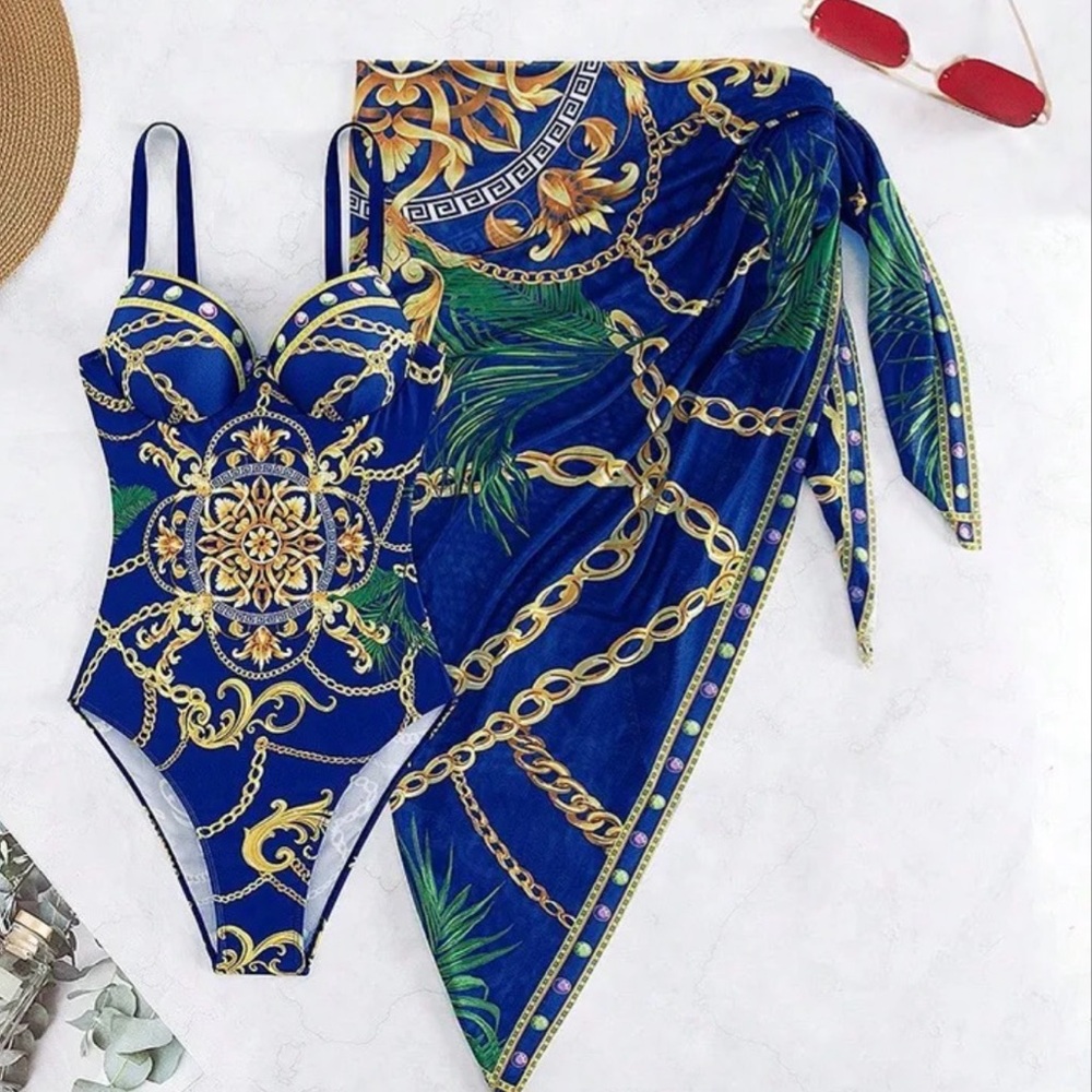 New Shein 2 Piece Swimwear Strapped Push UP One Piece Swimsuit - Picture 4 of 16